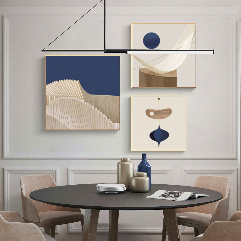 软装挂画定制：正方形客厅沙发背景组合画北欧几