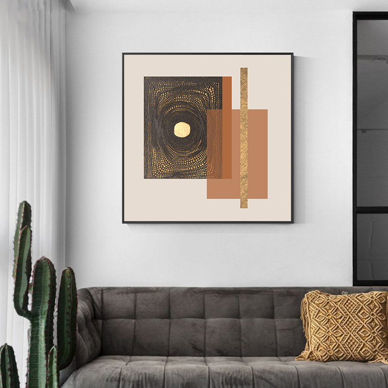 软装挂画定制：大幅轻奢金箔抽象画客厅沙发背景墙挂画